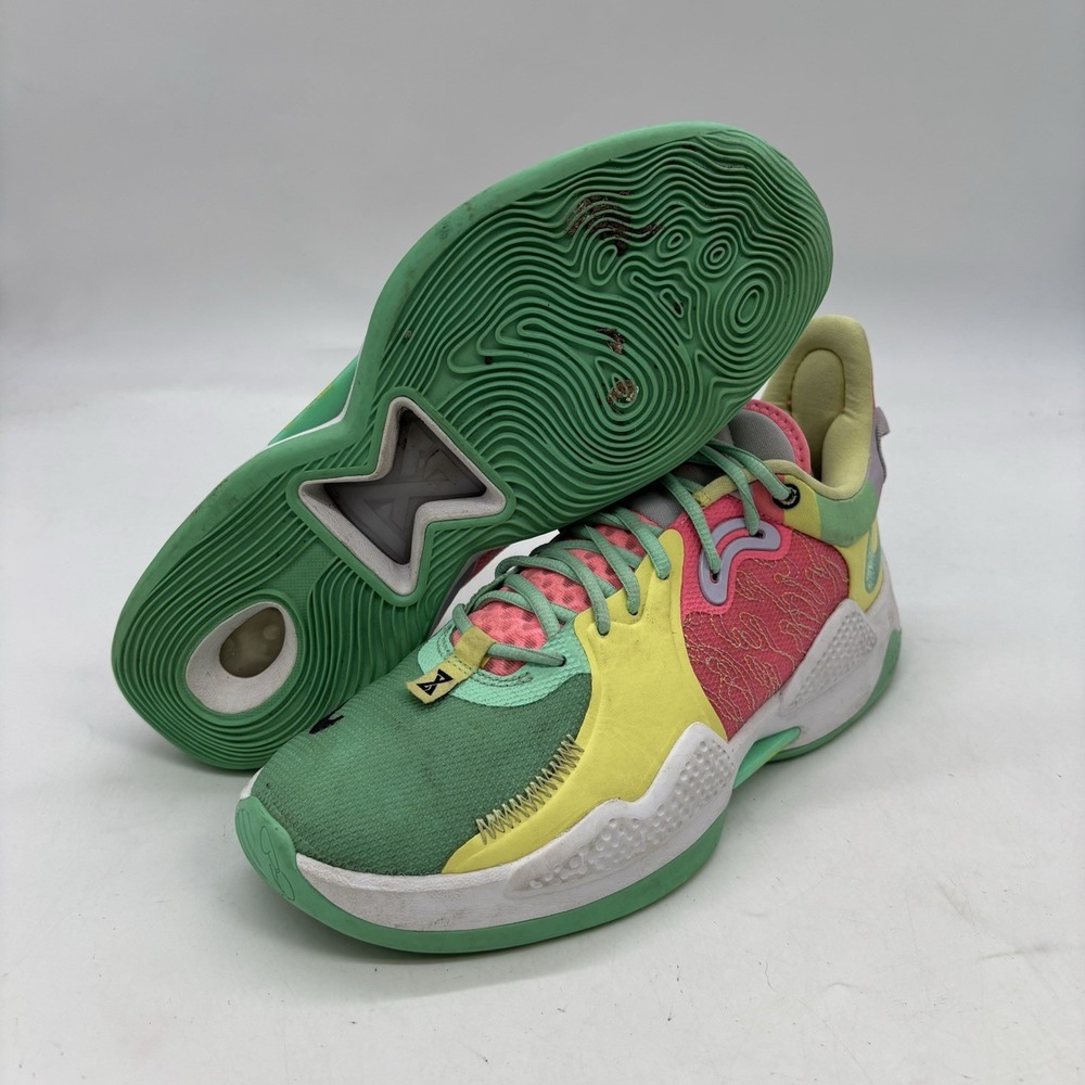 Nike PG 5 Daughters Shoes Mens 9 Green Yellow Pink Athletic Basketball Sports
